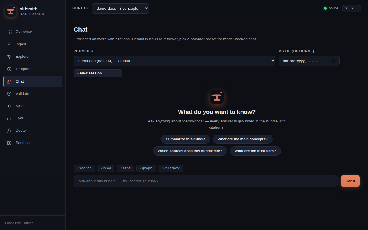Chatting with a bundle in the dashboard